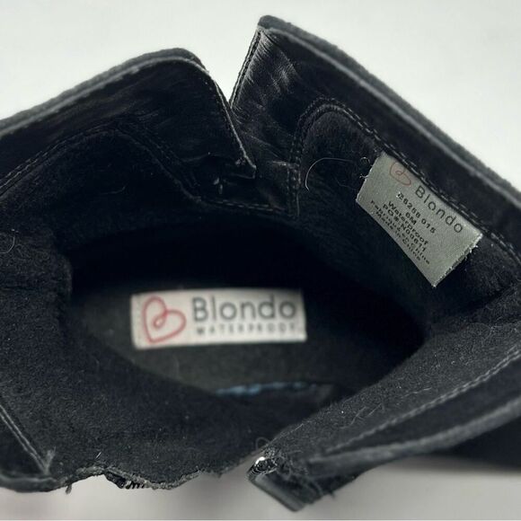 Blondo Talia Black Waterproof Suede Leather Moto Buckle Strap Zip Ankle Bootie 6 - Picture 3 of 12